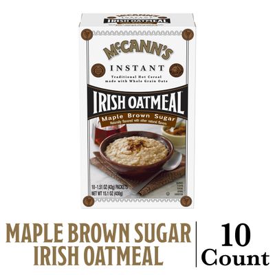 McCanns Instant Irish Oatmeal, Maple Brown Sugar, 10 Packets (Pack of 12)