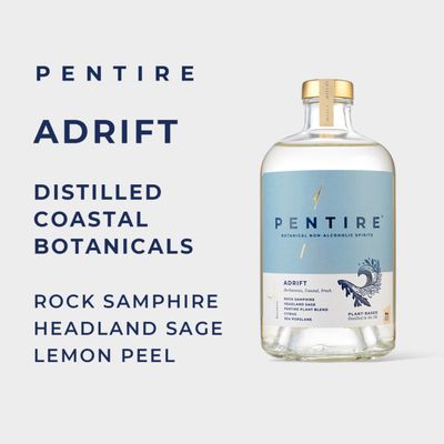 Pentire Adrift 70cl - Botanical Alcohol Free Spirit - Distilled from Native Cornish Plants - No Added Sugar - Vegan - No Artificial Flavours & Colourings - Non Alcoholic Spirit
