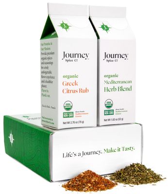 Gourmet Organic Greek Citrus Rub &amp; Mediterranean Herb Blend Seasoning Gift Set by Journey Spice Co. | Salt-Free | No MSG | Greek Spice Seasoning