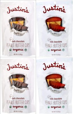 Justin&#39;s Nut Butter Mini Peanut Butter Cups,Variety 2 Milk Chocolate and 2 Dark Chocolate 4.7 Ounce Ea. (Pack of 4)