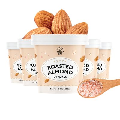 Mylk Labs Almond Gluten Free Oatmeal Cups - Low Sugar Breakfast, High Fiber Thin Rolled Oats, High Protein Instant Oatmeal, Non GMO, Vegan - 6 Pack