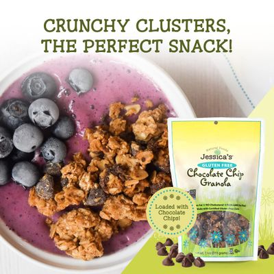 Jessicas Natural Foods - Gluten-Free Chocolate Chip Granola, made with rich chocolate chips, Non-GMO, no artificial flavors or preservatives, 11oz (Pack of 3)