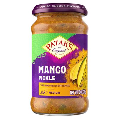 Patak&#39;s Mango Pickle- 10 Oz (Pack of 3) - With Mangos, Paprika, Cumin, and Spices, No Artificial Flavors or Colors, Gluten Free, Vegetarian Friendly