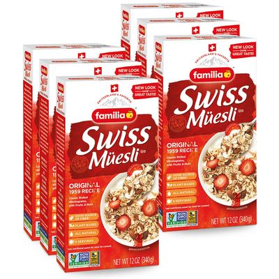 Familia Swiss Muesli Cereal, Original Recipe with Fruit and Nuts - Enjoy Hot, Cold or as Overnight Oats, 12 oz (Pack of 6)