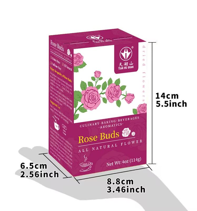 TIAN HU SHAN Rose Tea Loose Leaf, Primium Dried Rose Buds, Food Grade Rose, Rose Herbal Tea, Caffeine free, 4 Ounce Pack of 1