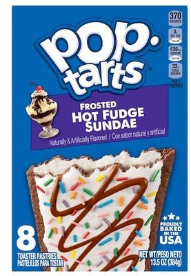Pop Tarts Frosted Toaster Pastries, Hot Fudge Sundae, Chocolate Chip, 13.5 Ounce (Pack of 2) - with Make Your Day Bag Clip