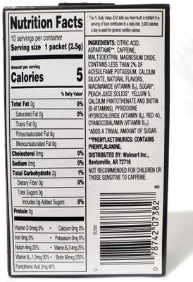 Great Value Sugar Free, Low Calorie ENERGY Peach Mango Drink Mix (Pack of 4)