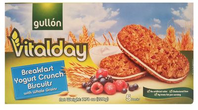 Gullon Tasty Breakfast Yogurt Sandwich Crunch Biscuit Cookies with Whole Grain - 7.76 oz.