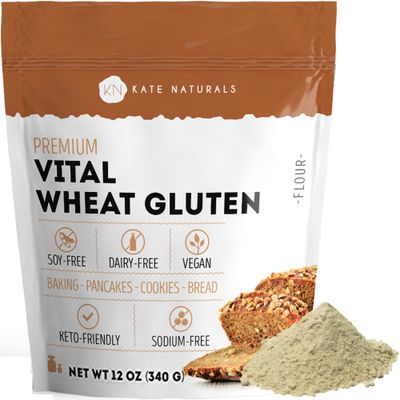 Kate Naturals Vital Wheat Gluten for Bread Making, Baking Additive &amp; Seitan. Compatible with Bread Machine (12oz, High Protein Flour)