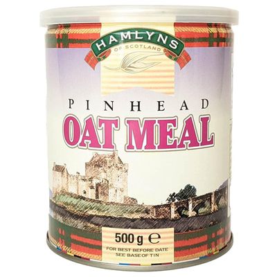 Hamlyns Pinhead Oatmeal, Grown, Milled and Packaged in Scotland, 500 Gram Tin (Pack of 1)