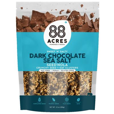 88 Acres Seed Granola | Gluten Free, Nut Free, Non GMO, School Safe, Healthy Vegan Breakfast Cereal | 1 Pack (Dark Chocolate Sea Salt)