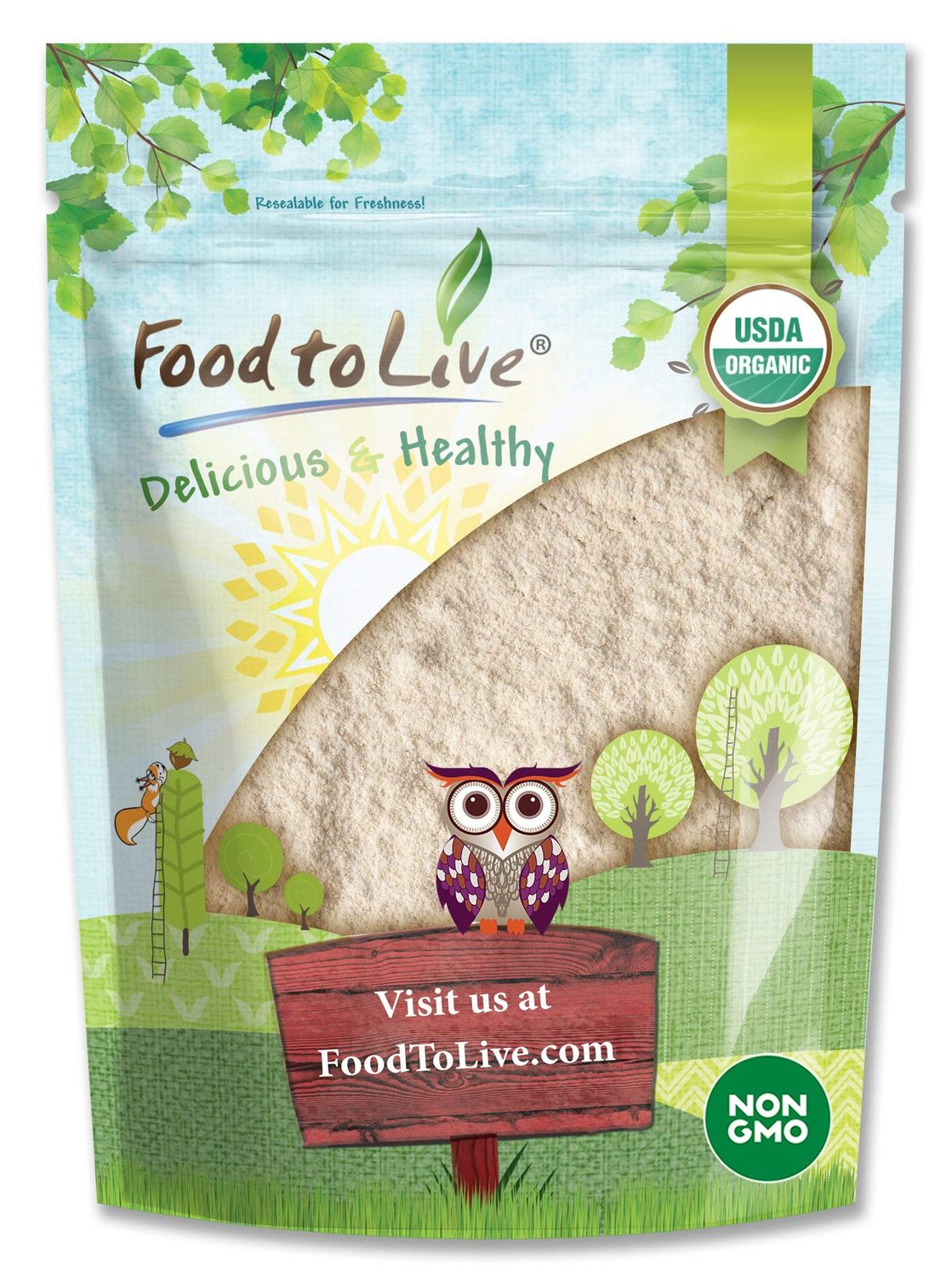 Food to Live Organic White Quinoa Flour, 8 Ounces - Non-GMO, Fine Ground Whole Grains, Vegan Meal, Kosher, Bulk Powder. Good Source of Protein, Dietary Fiber. Perfect for Baking, and as Thickener.