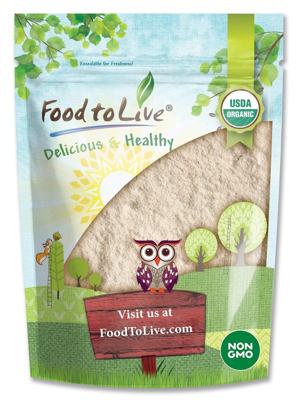 Food to Live Organic White Quinoa Flour, 8 Ounces - Non-GMO, Fine Ground Whole Grains, Vegan Meal, Kosher, Bulk Powder. Good Source of Protein, Dietary Fiber. Perfect for Baking, and as Thickener.