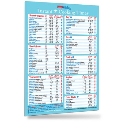 Instant Cooking Times Compatible with Instant Pot Instapot Pressure Cooker Accessories Accurate Cheat Sheet Guide All-in-One Magnet Big Text Easy to Read 100 Foods Handy Recipes Cookbook Chart Gift
