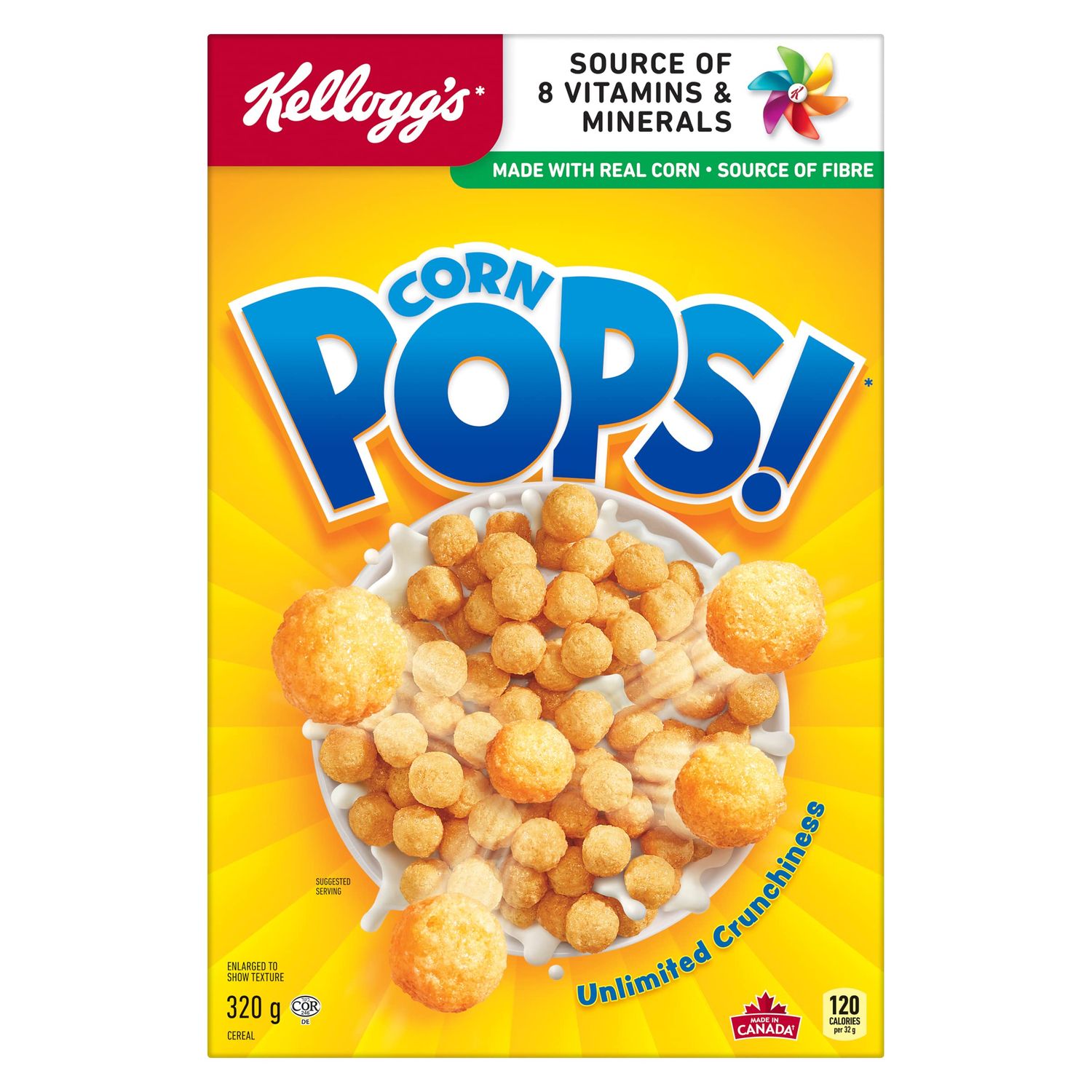 Kelloggs Corn Pops Cereal 320g/11.3 oz, Imported from Canada}