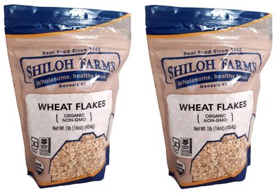 Shiloh Farms Organic Wheat Flakes - 16 Ounce Bag (Pack of 2) - Looks similar to old fashioned rolled oats, but significantly higher in fiber and protein