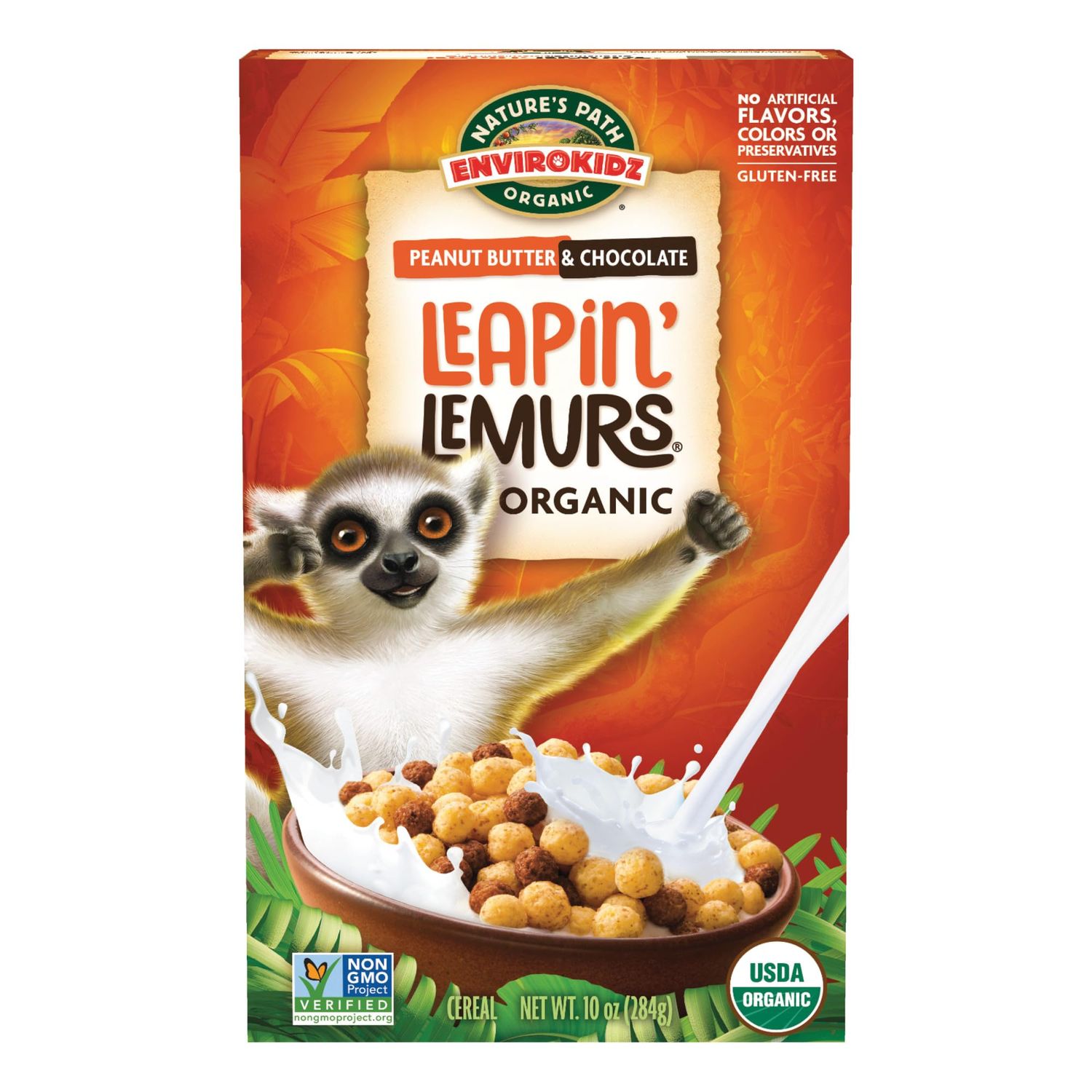 EnviroKidz Organic Leapin&#39; Lemurs Cereal, 10 oz (Pack of 1), Peanut Butter &amp; Chocolate, Gluten Free, Fair Trade, by Nature&#39;s Path