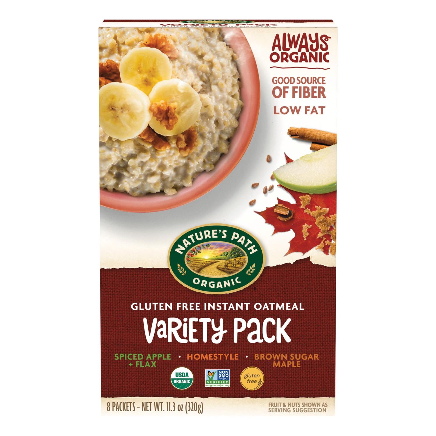 Nature&#39;s Path Organic Variety Pack Oatmeal, 11.3 oz (Pack of 6), Gluten Free, Non-GMO