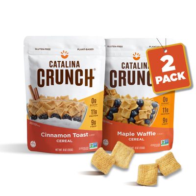 Catalina Crunch Cereal Variety Pack Cinnamon Toast &amp; Maple Waffle - 2 Flavors | Low Carb, Zero Sugar, Gluten &amp; Grain Free, Fiber | Vegan Protein Snacks | Breakfast Protein Cereal | Keto Friendly