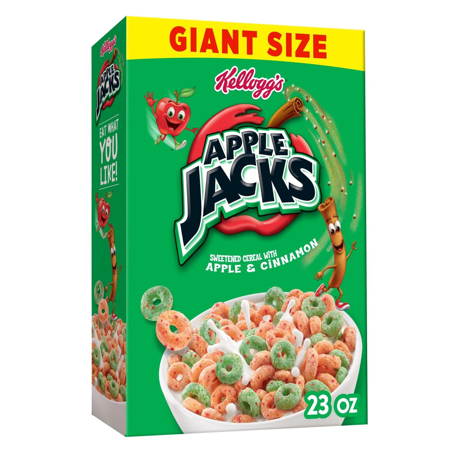 Kelloggs Apple Jacks Breakfast Cereal, Kids Snacks, Family Breakfast, Giant Size, Original, 23oz Box (1 Box)