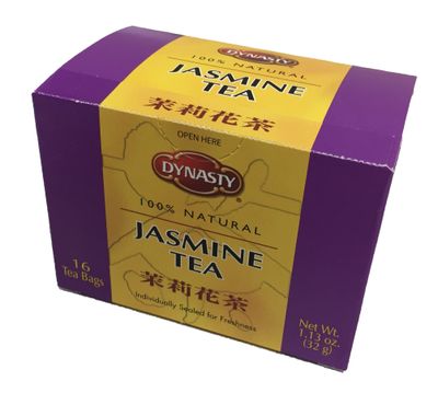 Dynasty 100% Natural Tea 16 Individual Tea Bags Per Pack (Jasmine, 6 Pack)