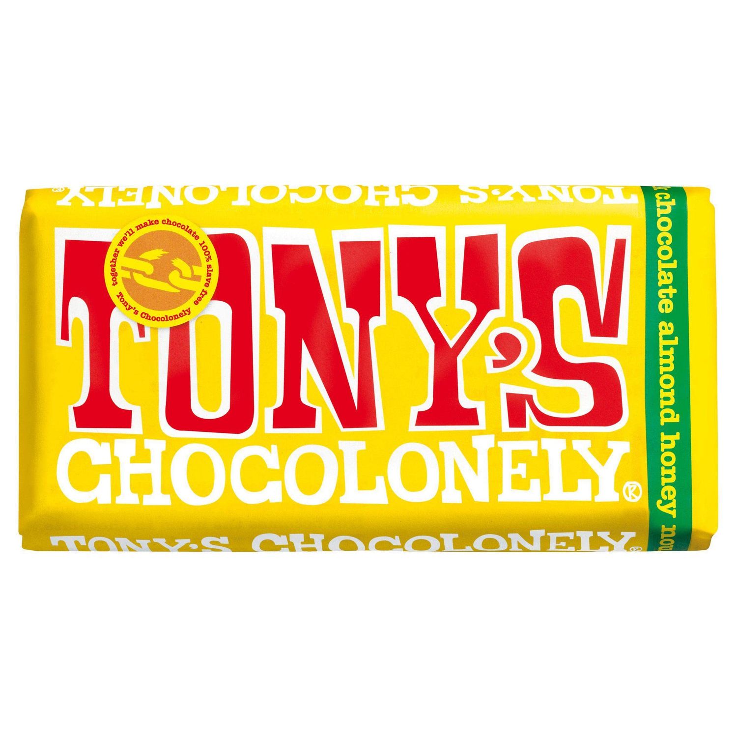 Tony&#39;s Chocolonely Fair Trade Milk Chocolate Bar with Almond, Honey and Nougat 180g