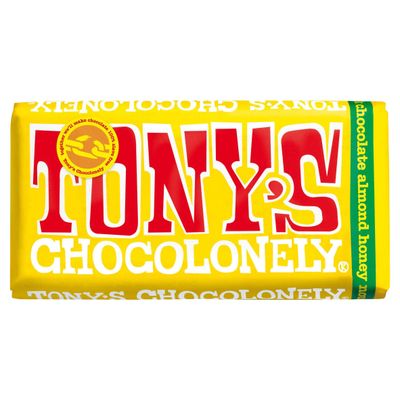 Tony&#39;s Chocolonely Fair Trade Milk Chocolate Bar with Almond, Honey and Nougat 180g