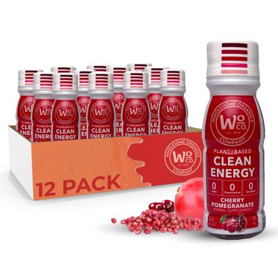 Wholesome Organics - Sugar Free Energy Shots Extra Strength Natural &amp; Healthy Energy Drinks - Plant-Based Energy Supplements w/Vitamin B12 Lion&#39;s Mane &amp; Yerba Mate - Cherry Pomegranate Flavor 12 Pack