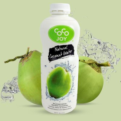 CoCo Joy Natural Coconut Water, 100% Coconut Water, Fresh, Low-Calorie, High-Calcium, Nutrient-Rich Coconut-Water Drink with Electrolytes, Potassium, and Other Nutrients, 6 pack