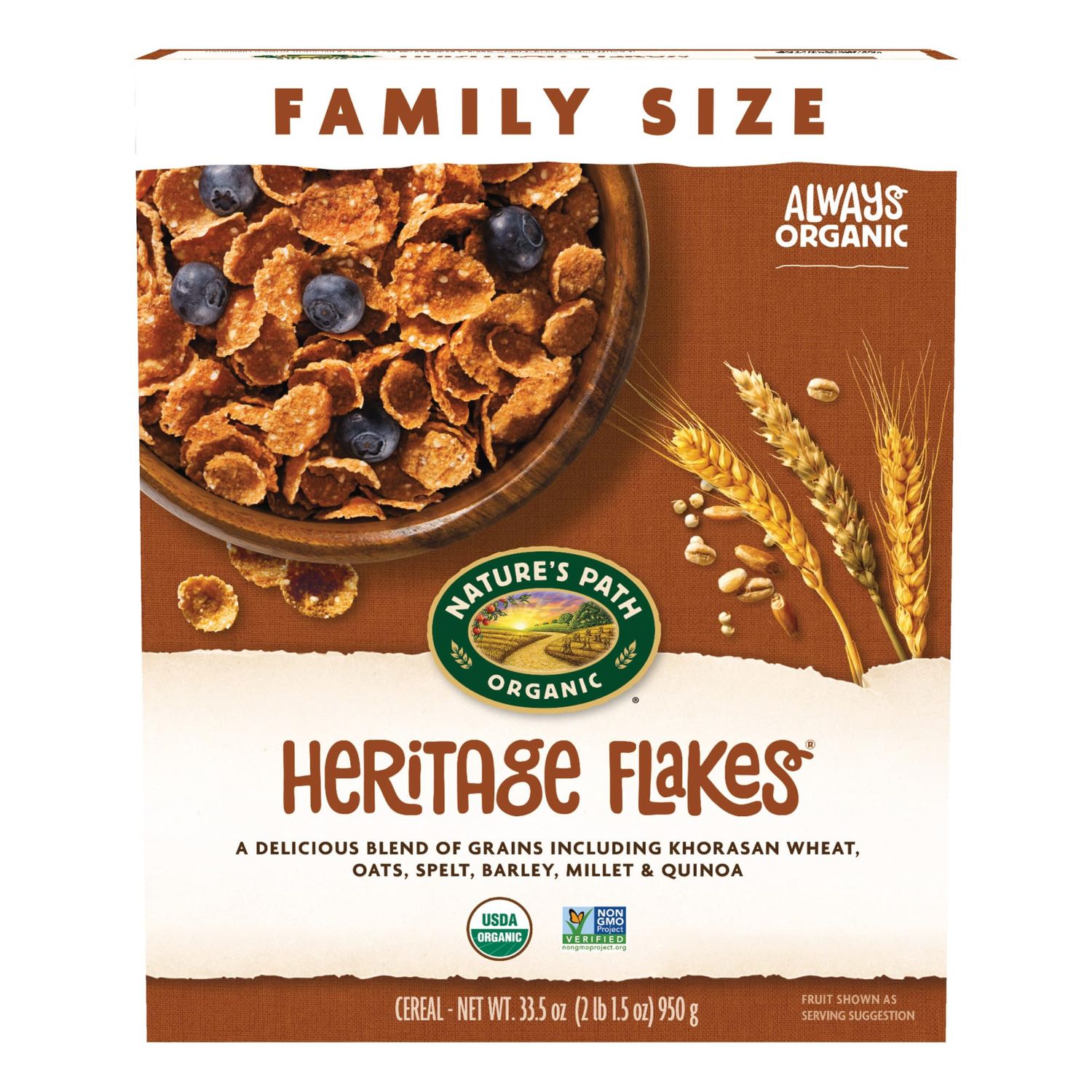 Nature&#39;s Path Organic Heritage Flakes Cereal, 33.5 oz (Pack of 4), Non-GMO