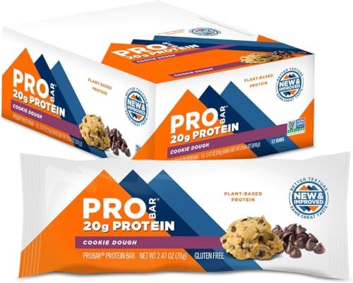PROBAR - Base Protein Bar, Cookie Dough, Non-GMO, Gluten-Free, Healthy, Plant-Based Whole Food Ingredients, Natural Energy (12 Count)