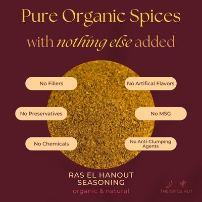 The Spice Hut Organic Ras el Hanout Seasoning, Authentic North African Spice Blend, 16 Ounce