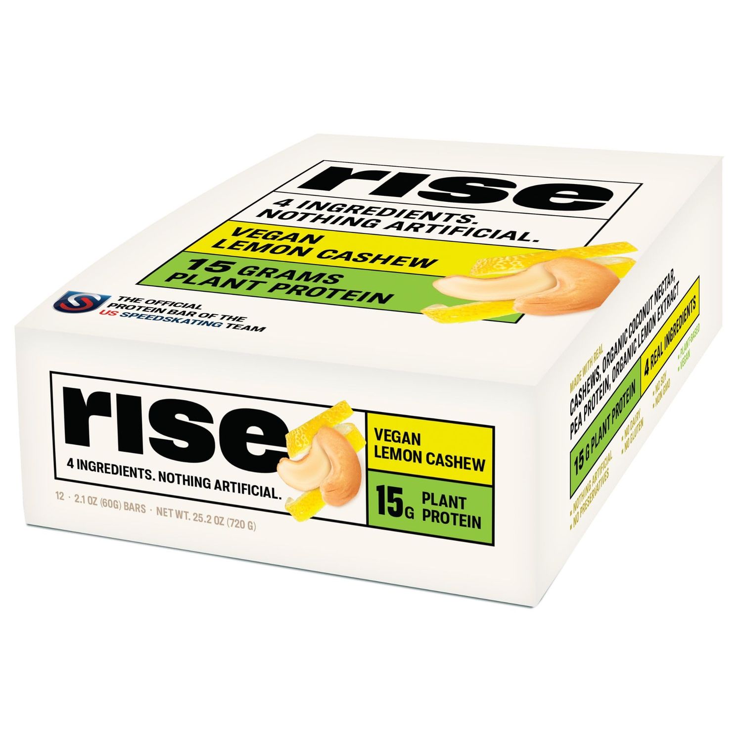 Rise Pea Protein Bar - Vegan Lemon Cashew | Breakfast Bar &amp; Protein Snack 15g Protein Just 3 Whole Food Ingredients Non-GMO Gluten-Free Soy Free