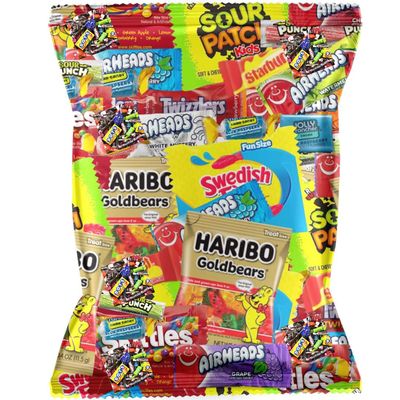 Bulk Assorted Fruit Candy - Starburst, Skittles, Swedish Fish, Air Heads, Jolly Rancher, Sour Punch, Sour Patch Kids, Gold-Bears Gummi Bears &amp; Twizzlers, Candy&#39;s, Pops, Dots, (32 Oz Variety Pack)