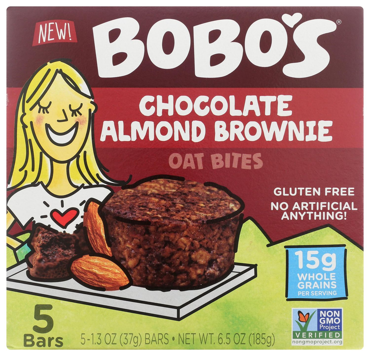 Bobo&#39;s Chocolate Almond Brownie Oat Bites, Gluten Free, Non GMO, 6.5 Ounces (Pack Of 6)