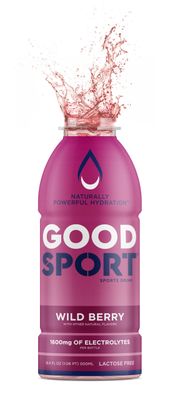 GoodSport Electrolyte Sports Drink, Rapid &amp; Long-lasting Hydration (16.9 Fl Oz (Pack of 12), Wild Berry)