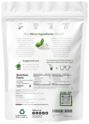 Pure Organic Stevia Powder, 8 Ounces, 1418 Serving, High Grade Stevia Green Leaf Extract Reb-A, Reduced Bitter Aftertaste, 0 Calorie, Natural Sweetener, Sugar Alternative, Keto Friendly