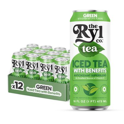 Ryl Iced Tea, Green, Antioxidant Superblend, Zero Sugar, Low Carb, Zero Calorie Iced Tea, 16.0 Fl Oz (12-Pack)