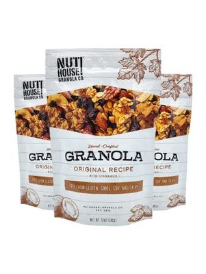 NutHouse! Granola Company - Premium Original Recipe Granola | Certified Gluten-Free, Non-GMO, Kosher | Vegan, Soy-Free | 12 oz. Bag (3-Pack)
