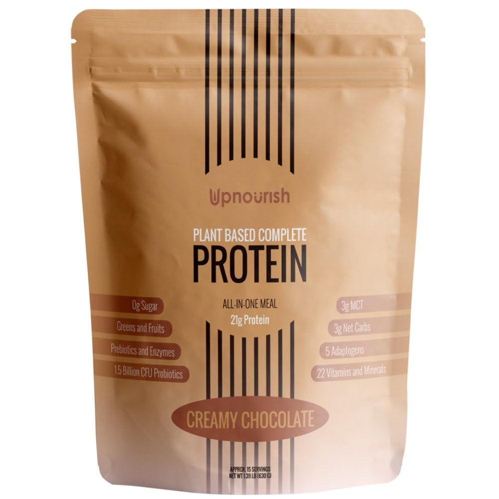 UpNourish Chocolate Vegan Protein Powder 54 Superfoods Powder,1.5 Billion CFU Probiotics 21g Plant Based Protein,No Sugar No Dairy No GMO Dairy Free,Meal Replacement Shake, Low-Carb Diet,15 Servings