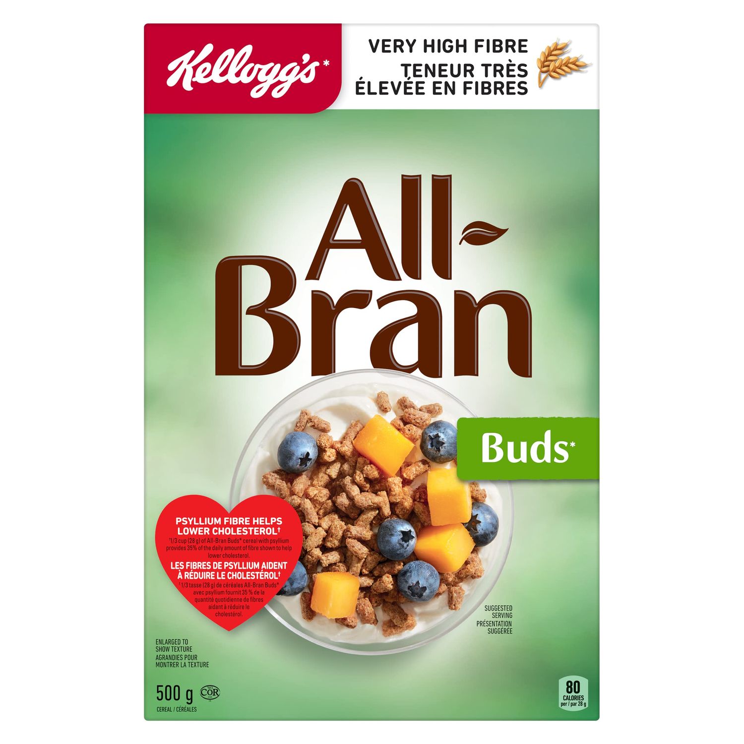 Kellogg&#39;s All Bran Buds Cereal 500g/17.6oz, (Imported from Canada)