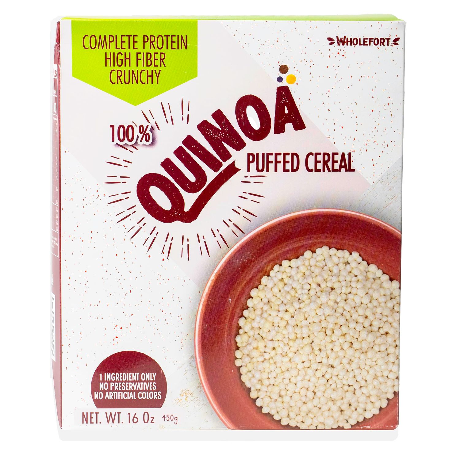 Puffed Quinoa Cereal + Nothing - Vegan - Gluten Free - Non-GMO - [1 LB] Try Quinoa Pops as Snacks - Cereal - Salad Topper for Sustainable Energy - Crunchy Quinoa is Good Mood Food - by Wholefort