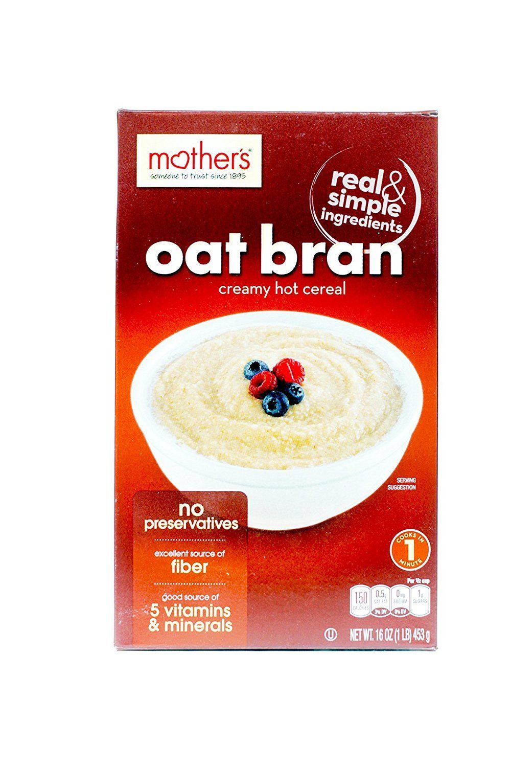 Mother&#39;s 100% Natural Oat Bran Cereal, 16-Ounce Box (Pack of 6)