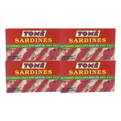 4 Packs Tome Sardines (In Tomato Sauce w/ Olive Oil &amp; Chili) 125g Ea