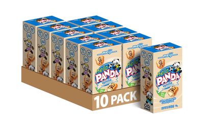 MEIJI Hello Panda Cookies, Vanilla Crme Filled - 2.1 oz, Pack of 10 - Bite Sized Cookies with Fun Panda Sports