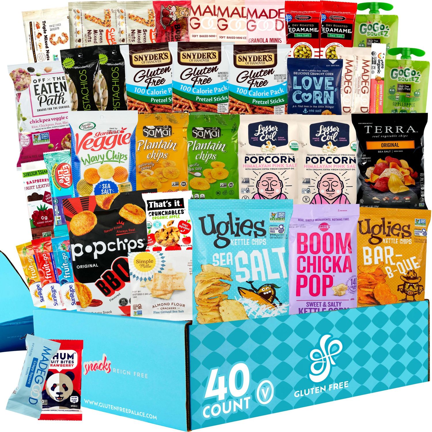 Gluten Free Palace Snacks Gift Basket [40 Count] | Gluten Free Snack Box for Adults | Dairy Free - Healthy Vegan Snacks
