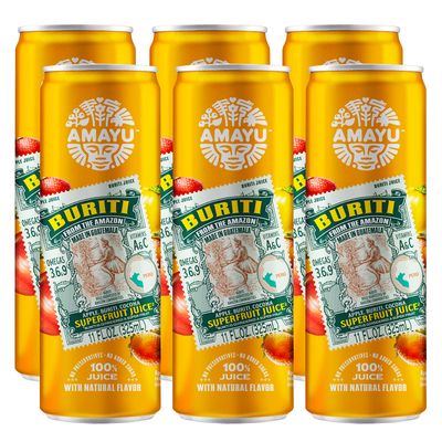 Amayu Exotic Super Fruit Juice | Buriti | 100% Organic Juice From the Amazon | NO Sugar Added | Immune Support and Juice Cleanse | All-Natural Vitamin C | 11oz (6-Pack)