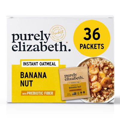 Purely Elizabeth Banana Nut Superfood Oatmeal, with Prebiotic Fiber, Made with Organic Oats, Flax &amp; Chia, Vegan, Gluten Free &amp; Non-GMO, 9.12 Ounce (Pack of 6)