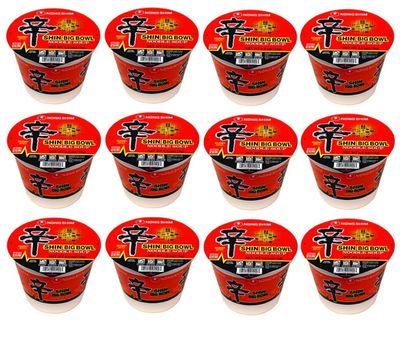 Nongshim Shin Bowl Instant Noodle Soup Gourmet Spicy No Msg 12/3.03 Oz - 12 Packs