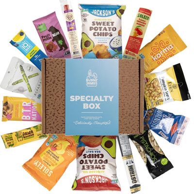 PALEO Snacks Sampler Gift Box: Mix of Whole Foods Protein Bars, Grain Free Granola, Cookies, Jerky Meat Sticks, Fruit &amp; Nut Snacks Care Package